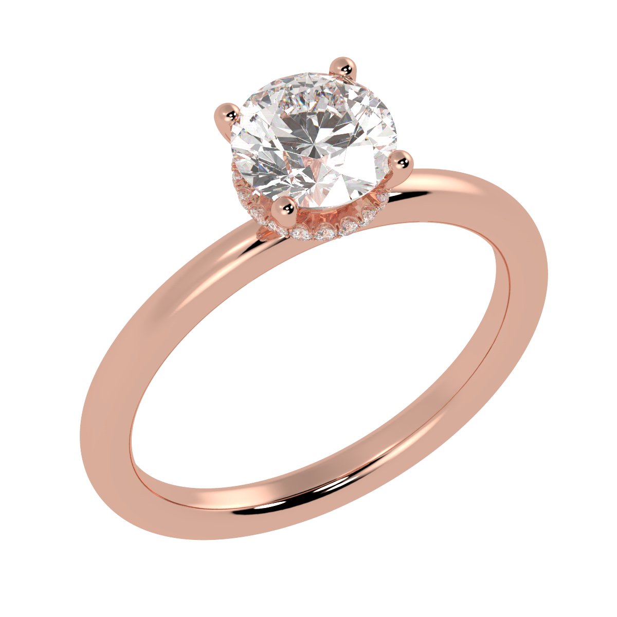 Hidden Halo Ring With Plain Shoulders - Jewellery by L & S