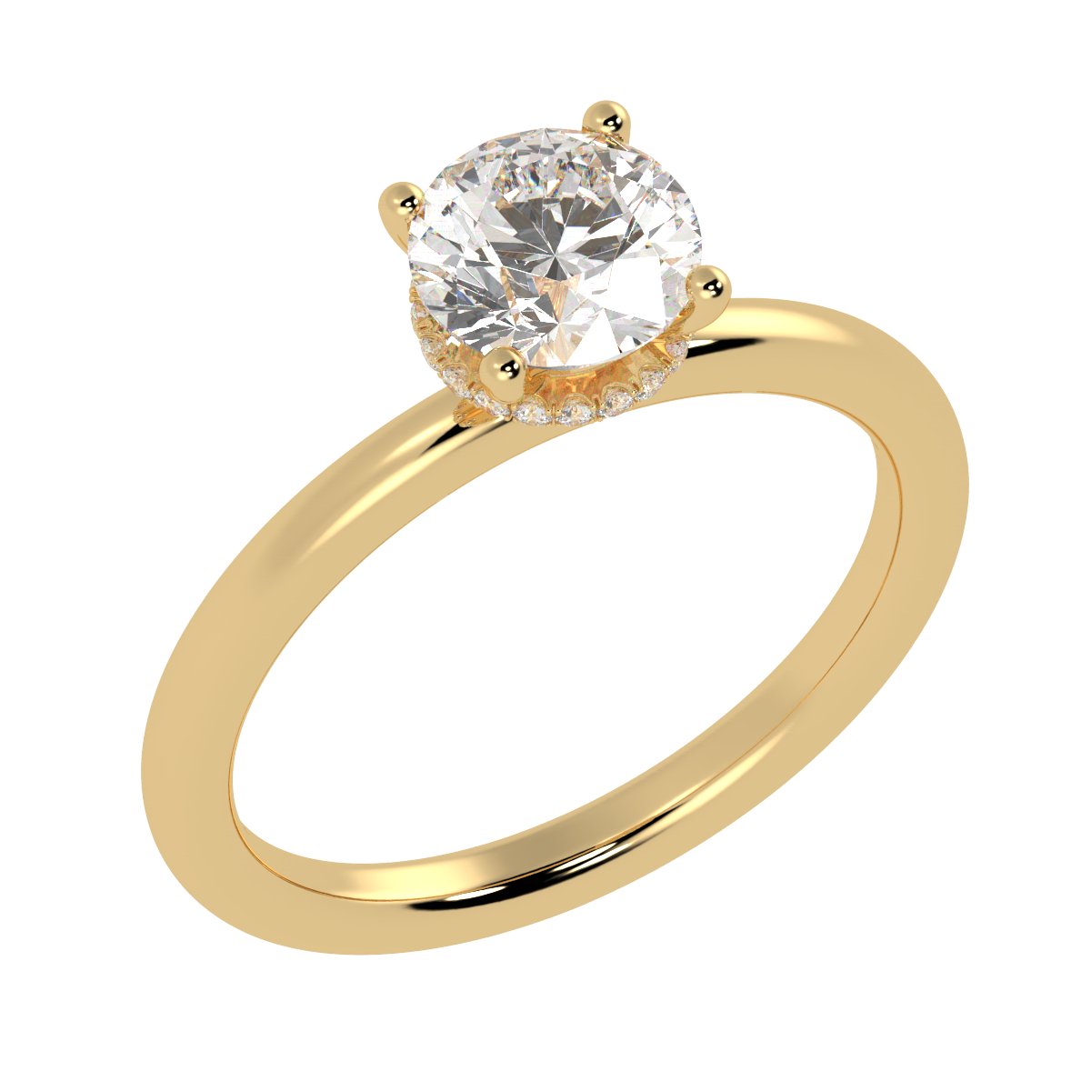 Hidden Halo Ring With Plain Shoulders - Jewellery by L & S