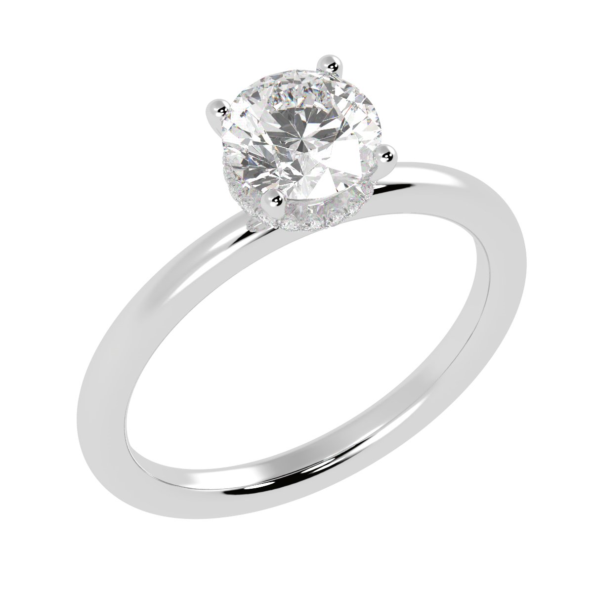 Hidden Halo Ring With Plain Shoulders - Jewellery by L & S